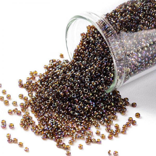 SEED TR15 0177 TOHO #177 15/0 Transparent AB Smoky Topaz Round Seed Beads, 10g/bag