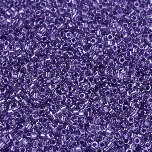 X SEED J020 DB0906 1 MIYUKI DB0906 Delica Beads 11/0 - Transparent Purple-lined Luster Crystal Clear, 50g/bag