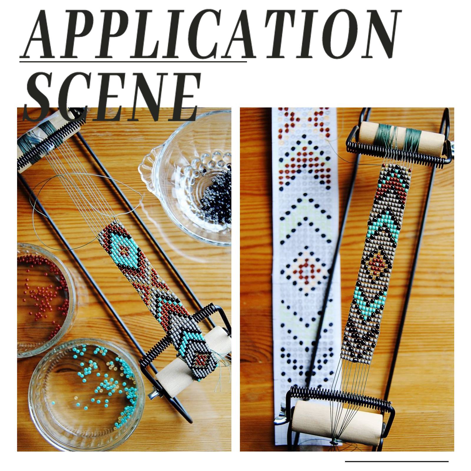 DIY WH0180 01 4 AHANDMAKER Weaving Bead Loom (12.5in x 2.5in x3in) for DIY Jewelry Making, 1 Set/bag