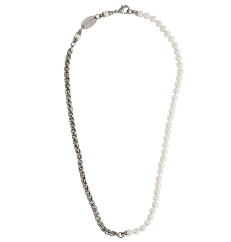 Silver military pearls necklace