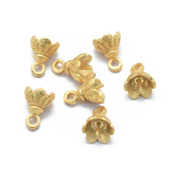 KK F800 69G Minebeads Golden Brasss Flower Cup Pendants for DIY Jewelry Making, about 20pcs/bag