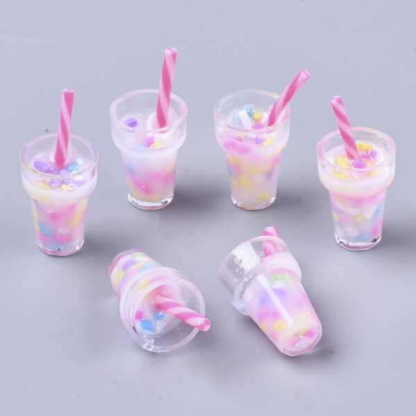 X CRES N025 09 Minebeads Hot Pink Transparent Acrylic Bubble Tea Cup Pendants for DIY Jewelry Making, about 5pcs/bag