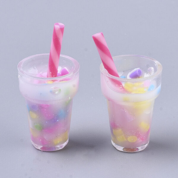 X CRES N025 09 1 Minebeads Hot Pink Transparent Acrylic Bubble Tea Cup Pendants for DIY Jewelry Making, about 5pcs/bag
