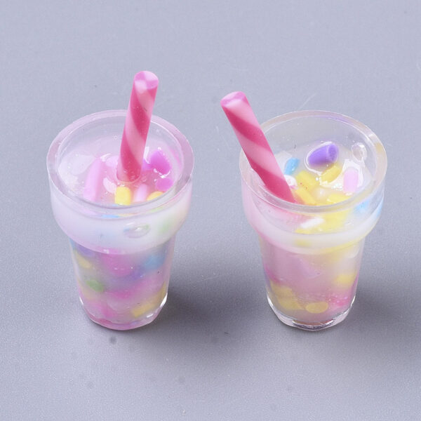 X CRES N025 09 2 Minebeads Hot Pink Transparent Acrylic Bubble Tea Cup Pendants for DIY Jewelry Making, about 5pcs/bag