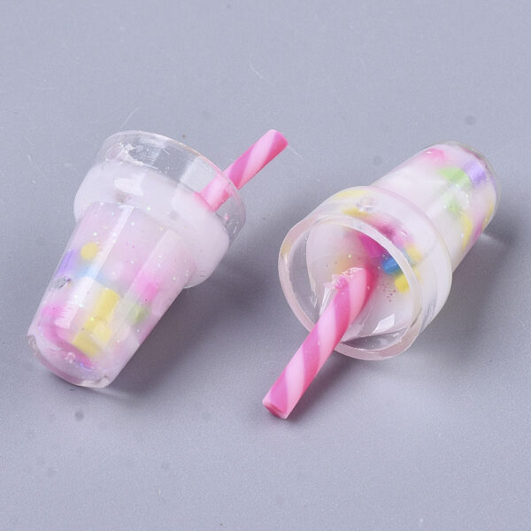 X CRES N025 09 3 Minebeads Hot Pink Transparent Acrylic Bubble Tea Cup Pendants for DIY Jewelry Making, about 5pcs/bag