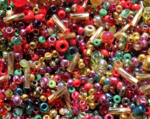 Christmas Seed and Bugle Glass Beads Holiday Tiny